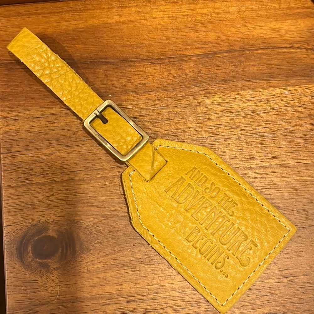 Portland leather goods mystery box yellow luggage tag